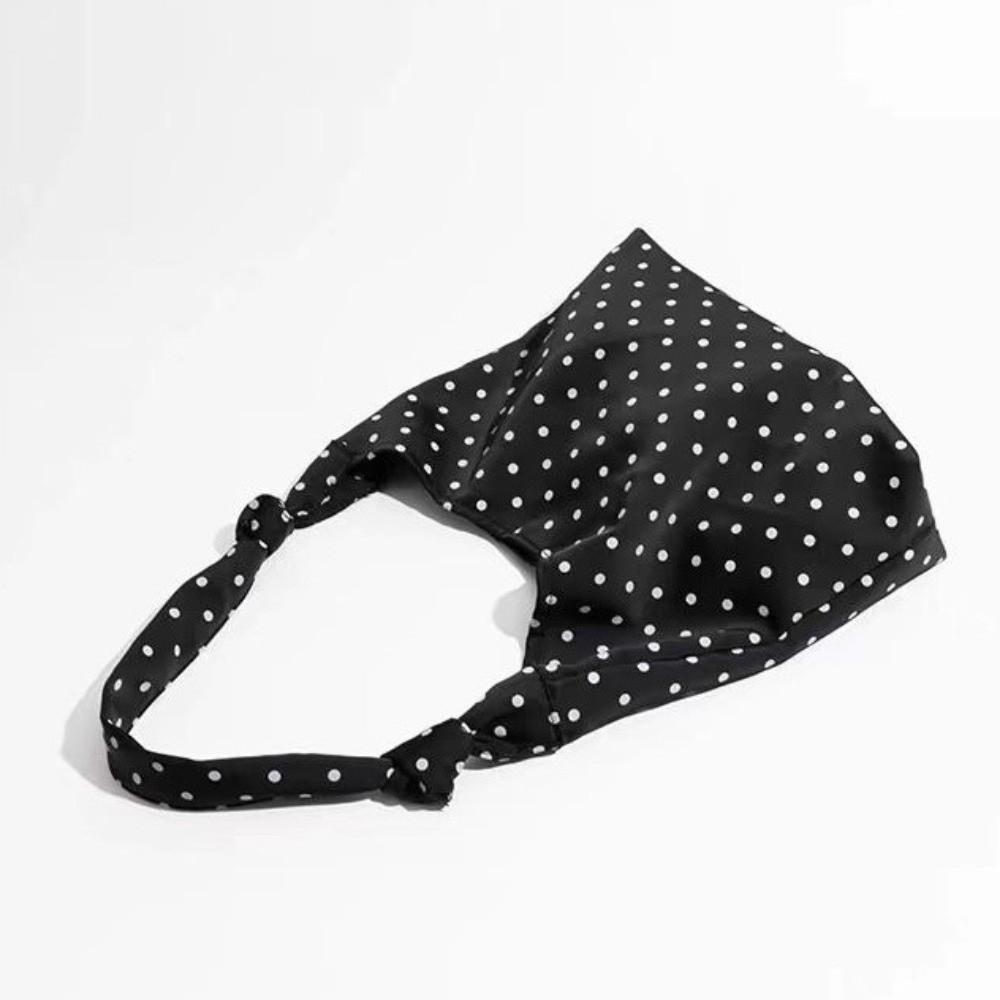Sweet Polka Dot Tote Bag Spacious Bow Tie Handbag Travel Canvas Shoulder Bag Daily Use