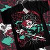 Anime Demon Slayer Kimetsu No Yaiba Tanjiro Graphic Black TShirt Size S4XL
