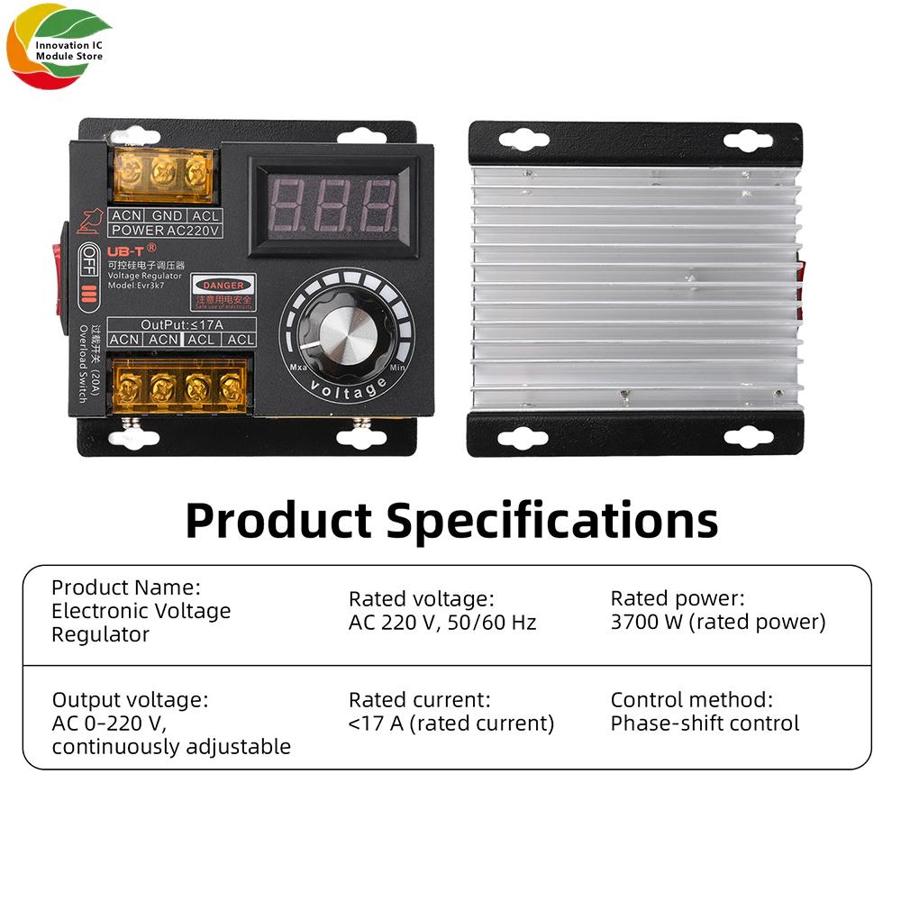 3700W AC220V SCR Voltage Regulator Motor Speed Controller High-Power Stepless Speed-Adjustable Controller for Fans