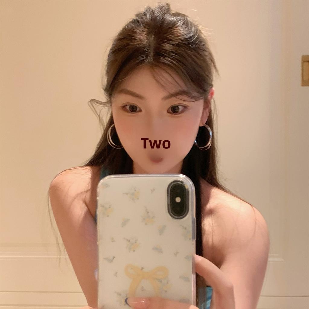 Tungsten Electroplated Double-Ring Large Statement Hoop Earrings