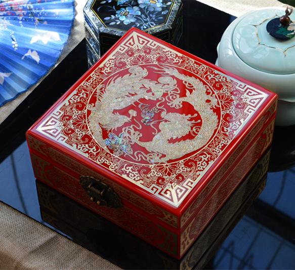 Vintage Filigree Jewelry Box with Copper Wire Inlaid Shells High Gloss Piano Lacquer Pingyao Polished Lacquerware