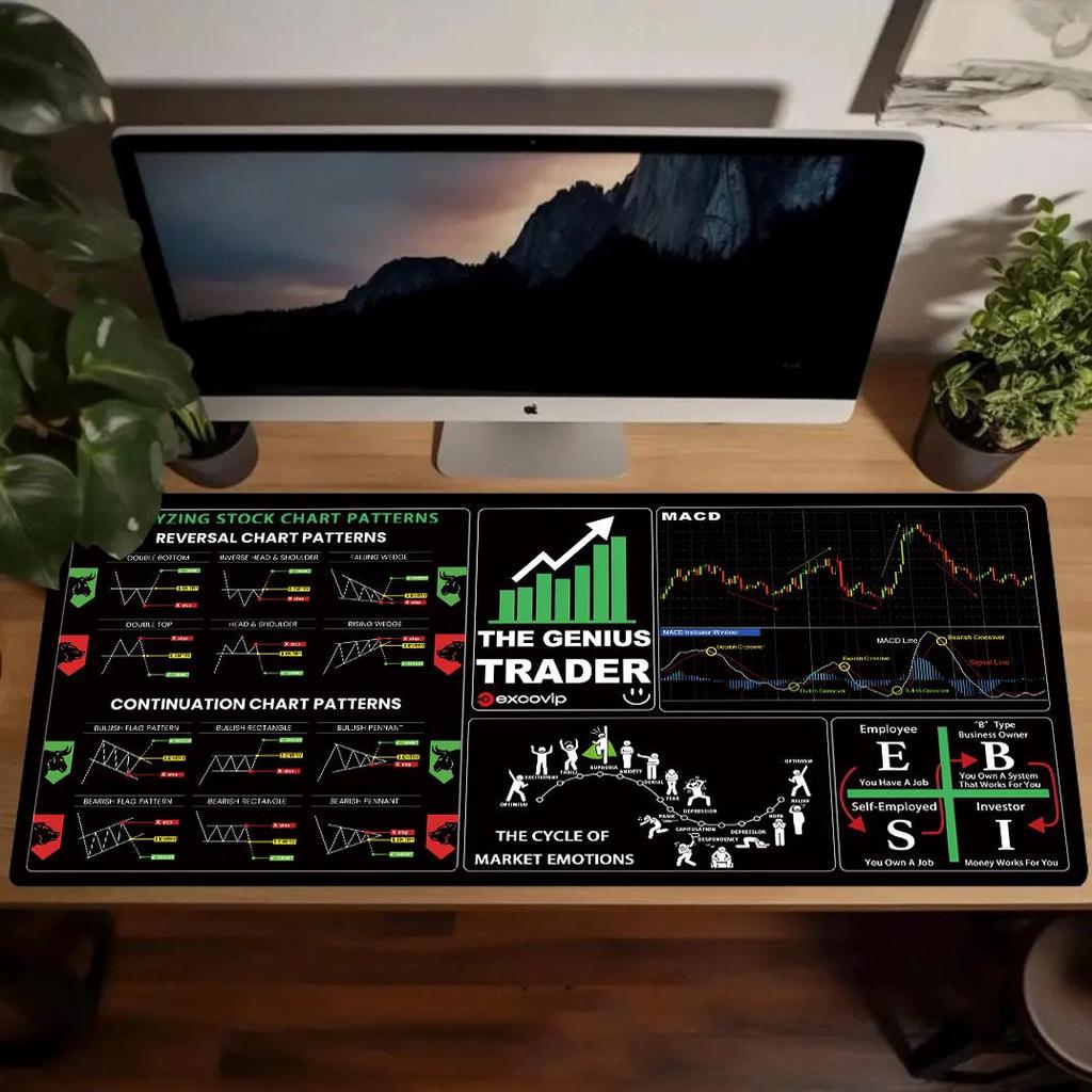 Custom Stock K-line Chart Mouse Pad - Investment Guide & Desk Pad Gift, Extra Large or Small Sizes Available
