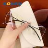 High-end natural look magic rimless glasses for women with nearsightedness, available with prescription lenses, ultra-light anti-blue light eyeglass