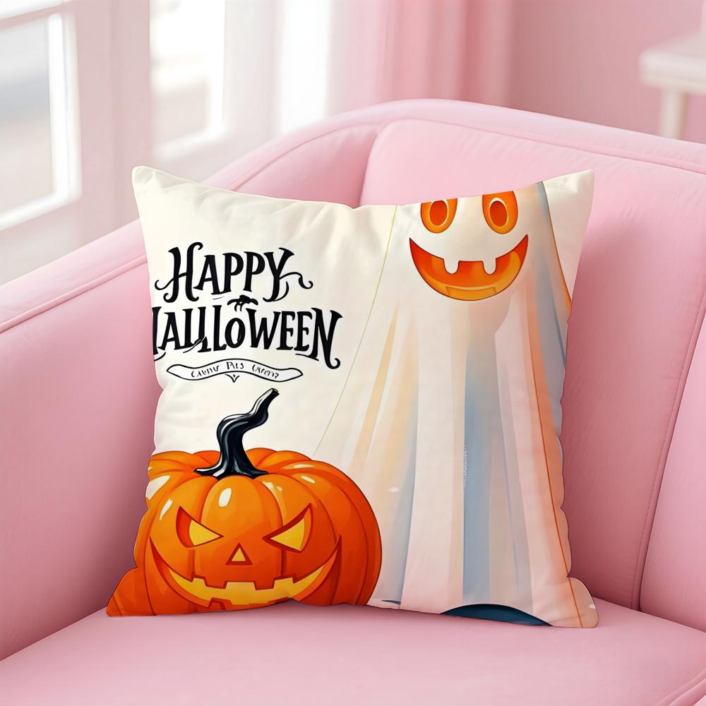 Halloween Cushion Cover Pillowcase Short Plush Invisible Zipper Room Sofa Cushion Cover