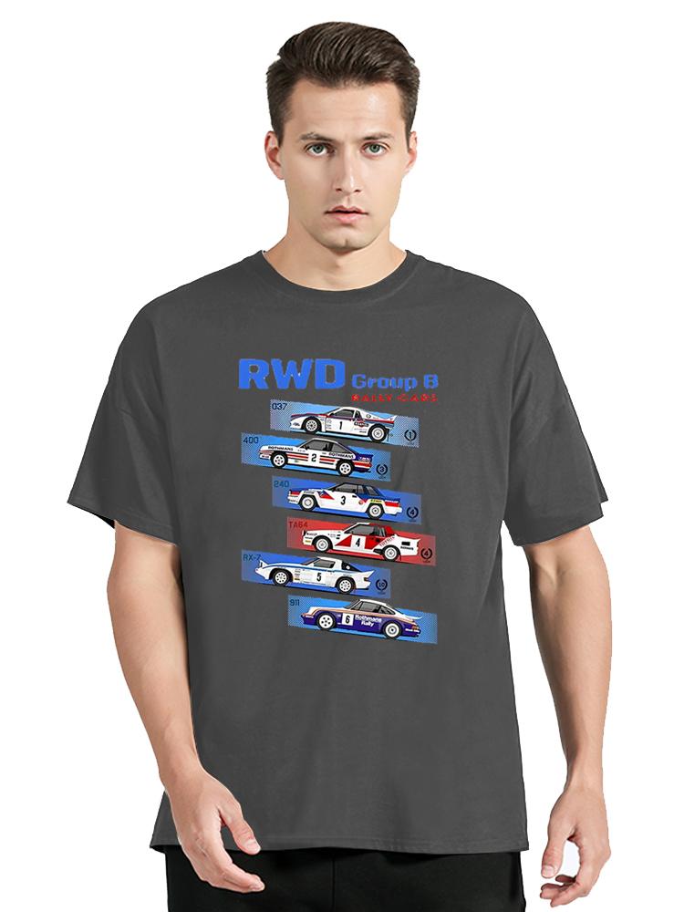 Group B RWD Rally Cars Graphic Funny T-Shirts Fashion Summer Men Cotton T Shirts Black Tops Tees Clothing Oversized