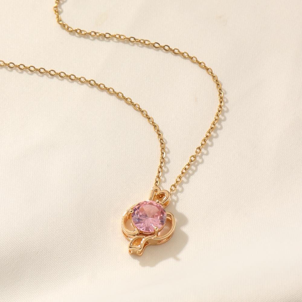 Fashion 12 Constellations Zirconia Pendant Necklaces for Women Sparkling Golden Stainless Steel Necklace Jewelry
