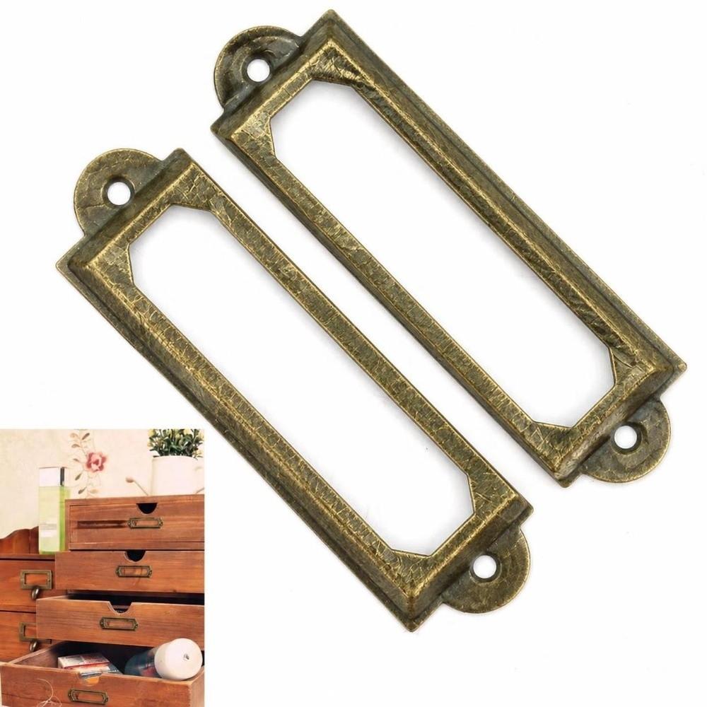 20 Pcs Rectangular Shape Drawer Label Holder Metal Shelf Tag Bracket DIY Furniture Refit