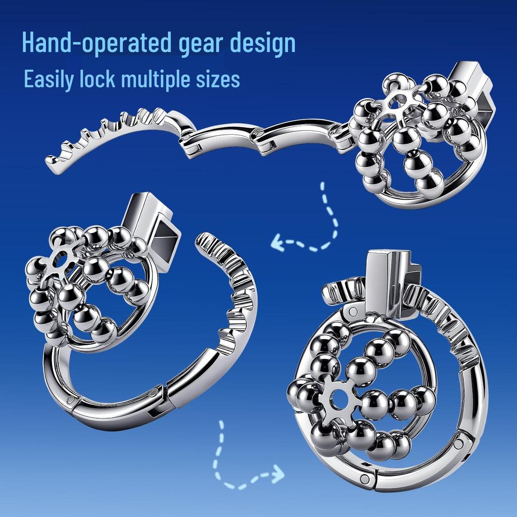 Adjustable Steel Male Chastity Cage with Metal Lock & Bondage Ring