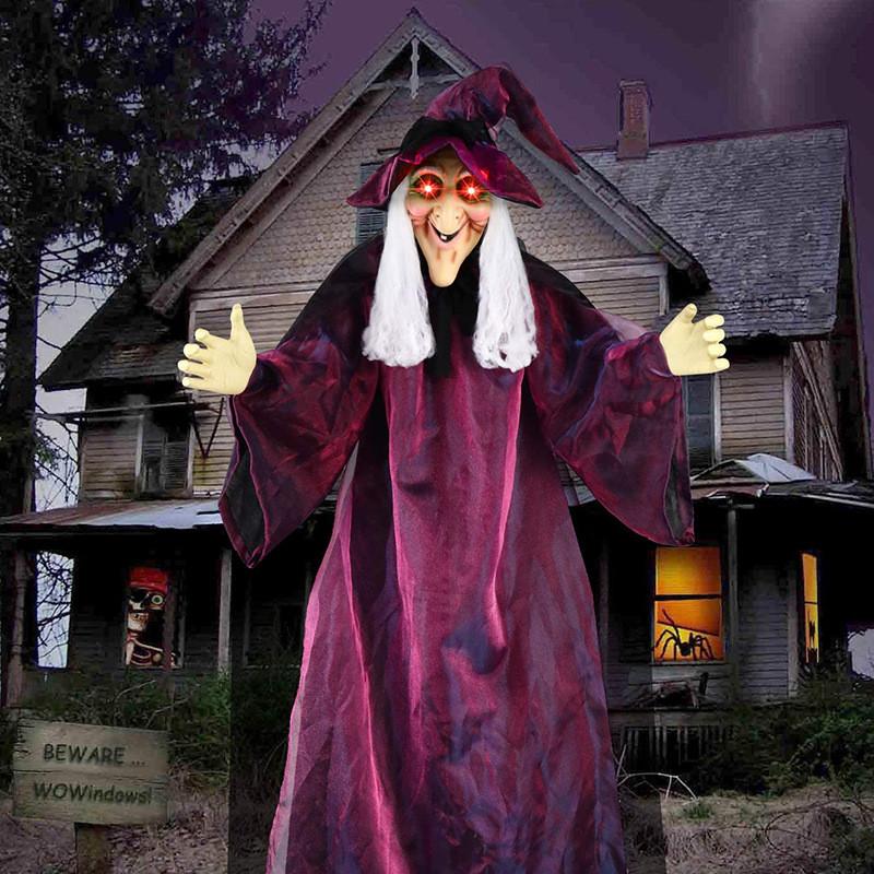 Voiceactivated Glow Halloween Purple Witch Pendant Scary Party Decorations