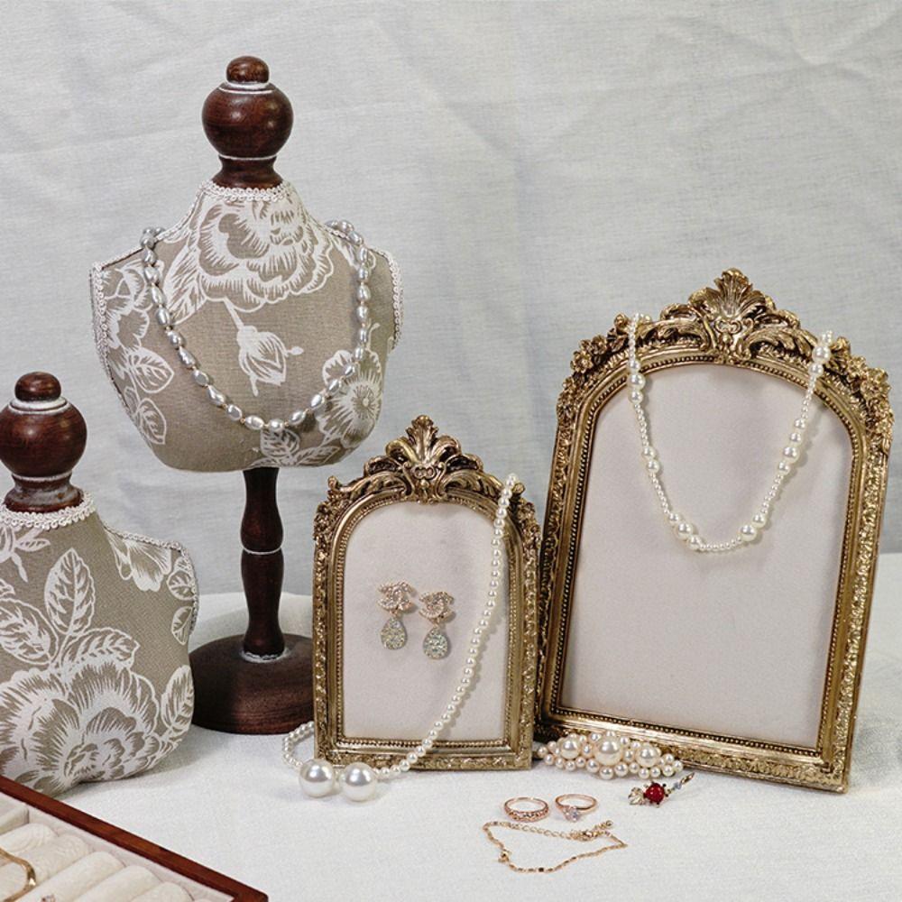 Vertical Photo Frame Necklace Stand Flower pattern Desktop Necklace Mannequin  Bedroom