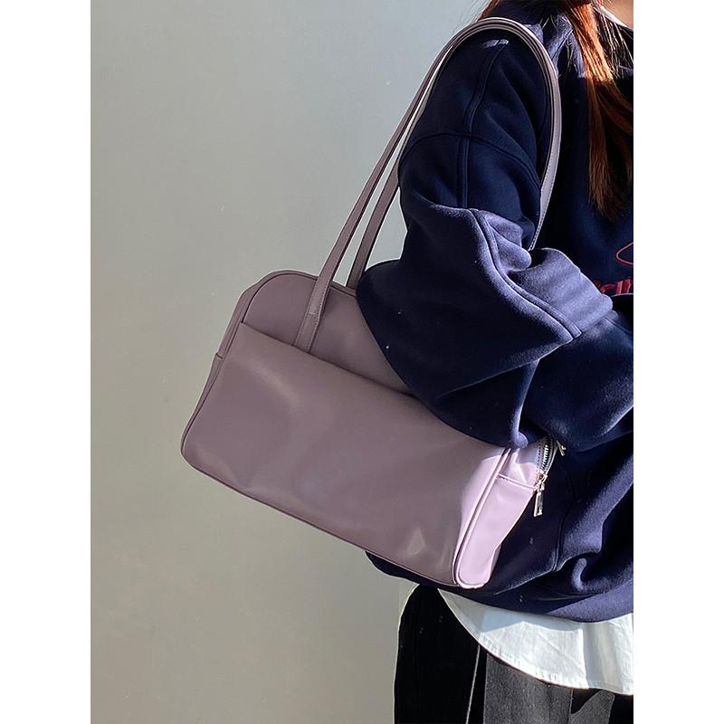 Ielgy Female Bag Spring Summer Gentle Purple Commuter Large Capacity One-Shoulder Tote Bag