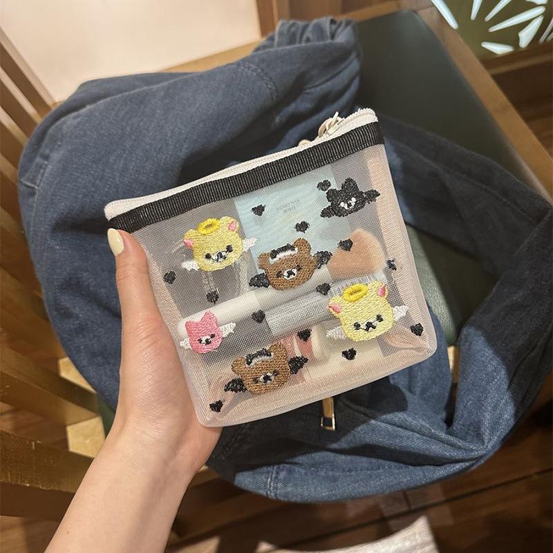 

Mesh Tofu Storage Travel Portable Washing Large Capacity Portable Cosmetic Bag Popular Niche Square Storage Bag