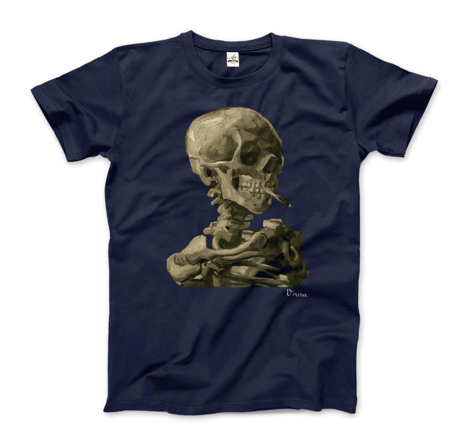 Van Gogh Skull of a Skeleton with Burning Cigarette 1886 T-Shirt 4XL