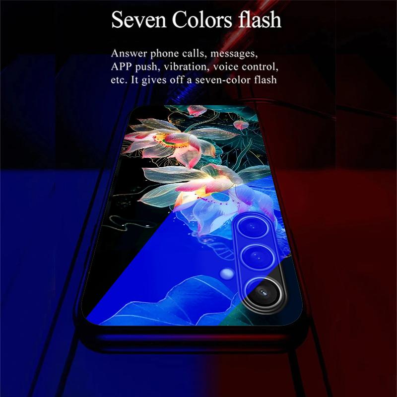 

For Samsung Galaxy S24 FE Case Call Flash Series Pattern Printing Tempered Glass+TPU Combo Phone Case Crystal Lotus
