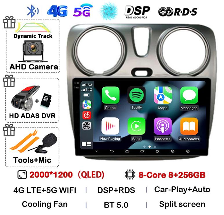 Android 14 Auto Carplay Car Radio For Renault Lodgy Dacia Dokker 2012 - 2020 Multimedia Video Player Navigation GPS 360 Camera