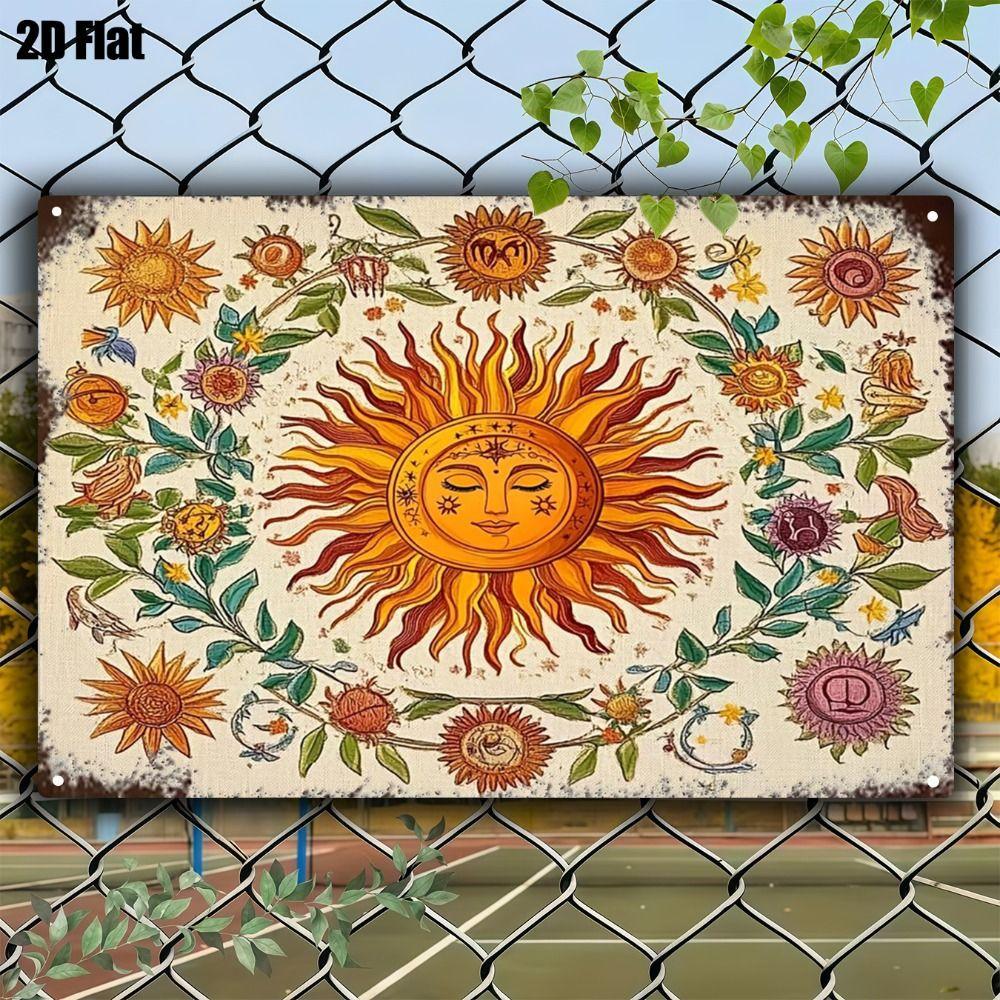 Vintage Sun Moon Boho Metal Wall Art 20x30cm Home Decor Tin Sign
