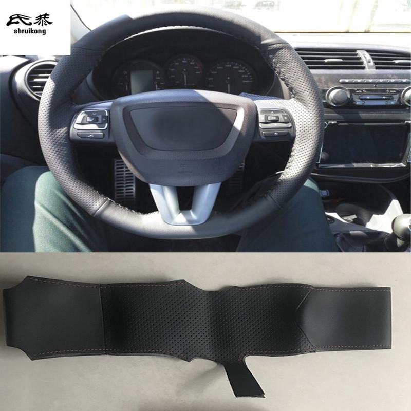 1Lot Sew-on Microfiber Leather Car Steering Wheel Cover For Seat Leon Altea XL Cupra 2008-2012 Toledo 2012-2014 Alhambra 2010