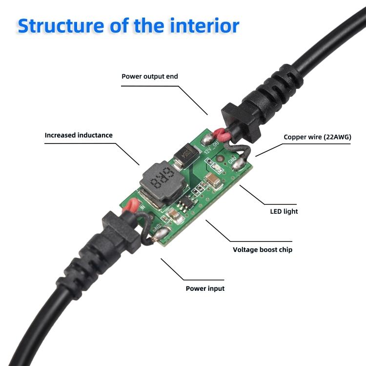 3710-03 30cm Type-C 5V To 12V Car Cigarette Lighter Socket Boost Power Adapter Cable
