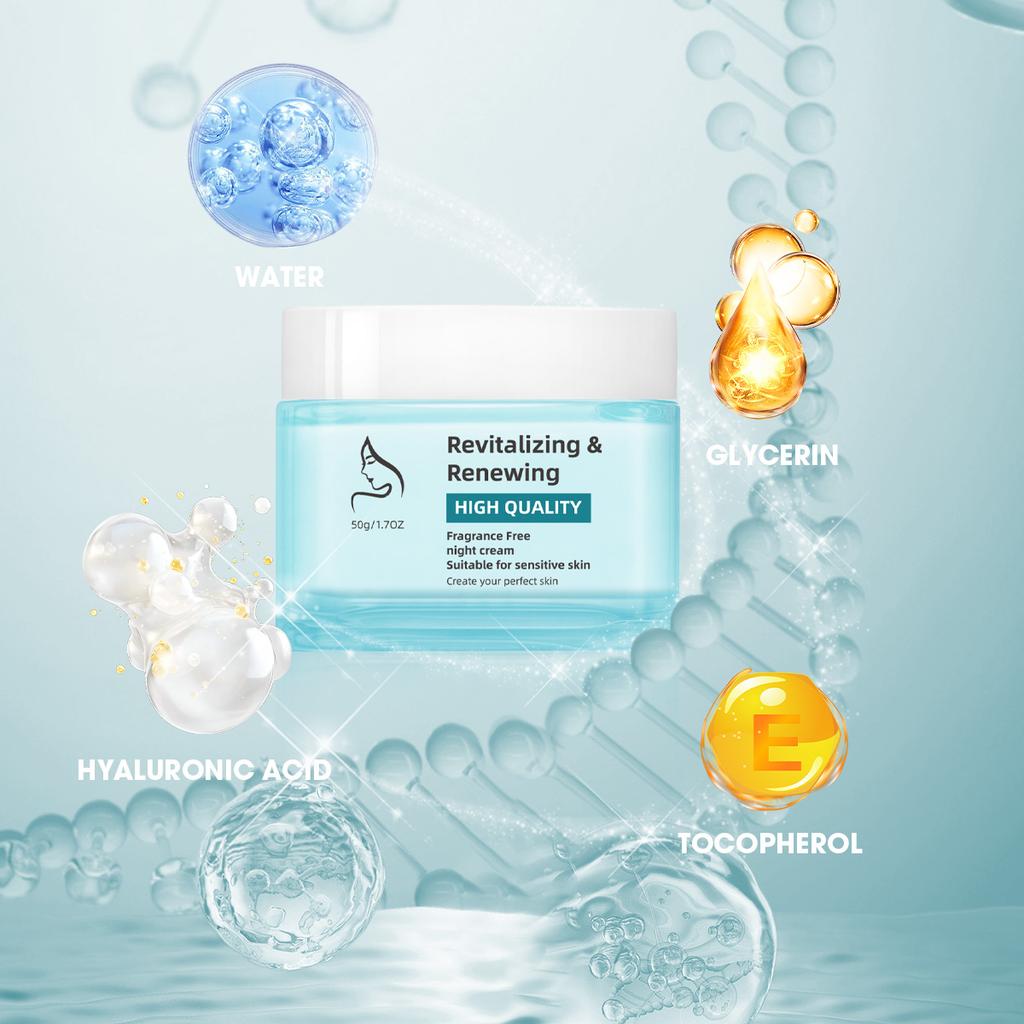 Premium Revitalizing Night Cream 50G Vitamin E and Shea Butter Anti-Aging Face Treatment Collagen Peptide Firming Moisturizer for Radiant Skin