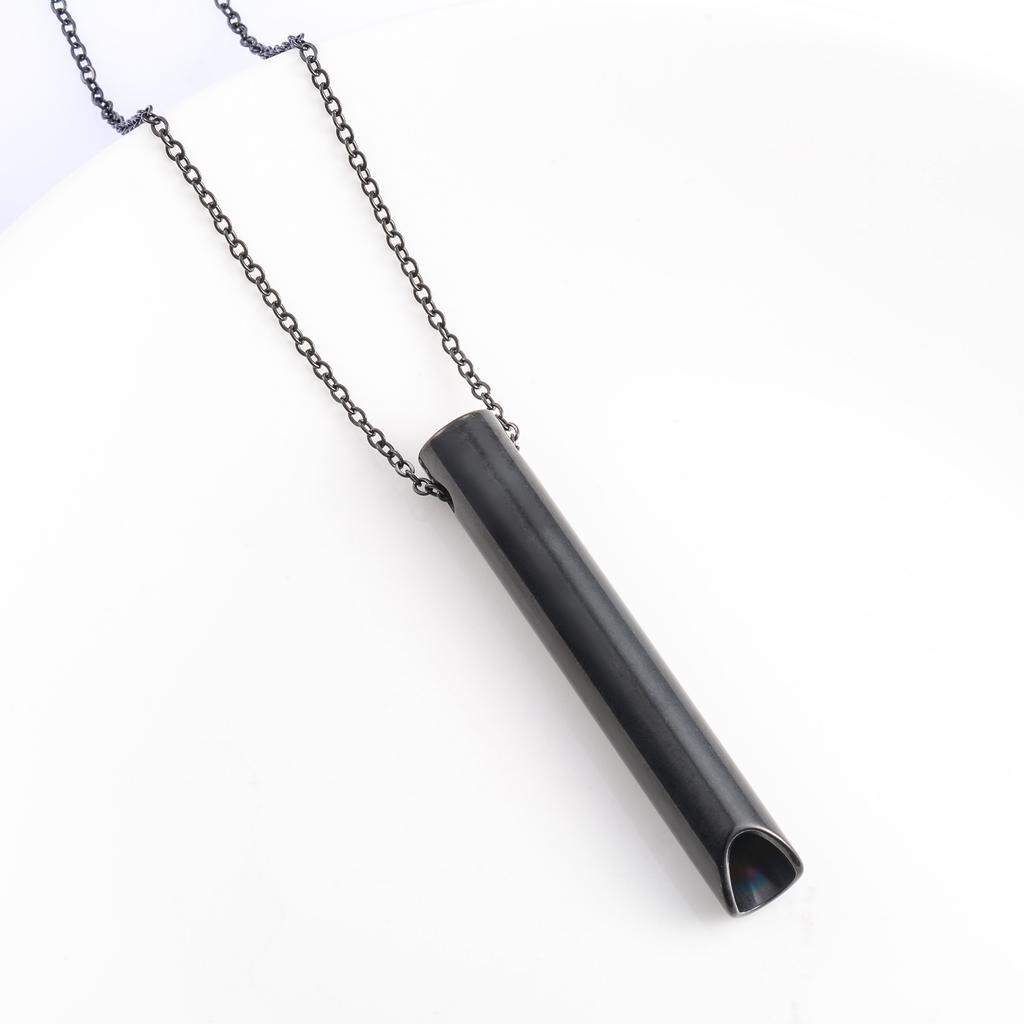 Meditation Stressabbau Edelstahl Angst Atmungskette Achtsamkeit Pfeifenanhänger mit Kette Yoga Ritualschmuck