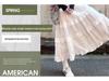 Women's High Waist Lace A-line Ballet Skirt - Petite White, Spring/Autumn Style