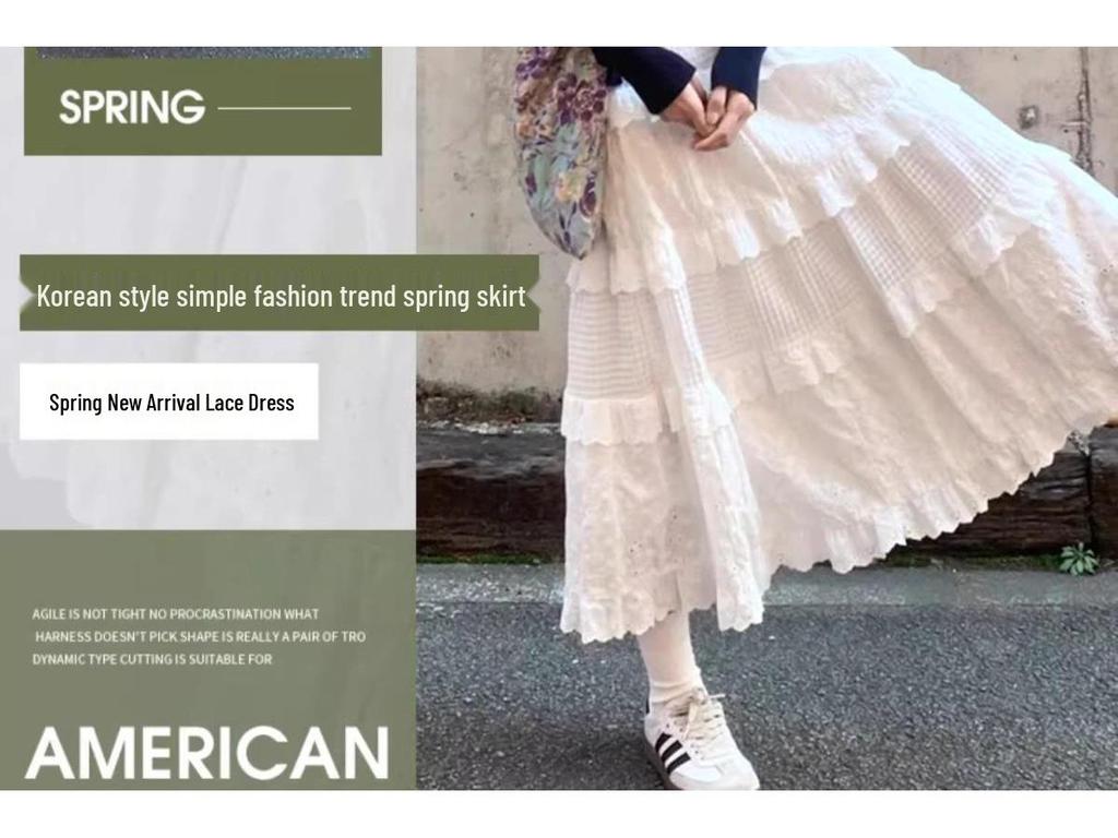 Women's High Waist Lace A-line Ballet Skirt - Petite White, Spring/Autumn Style