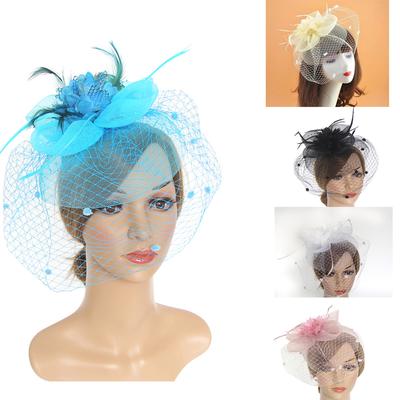 Large Headband Clip Feather Flowers Hair Fascinator Hat Veil Headband Clip Wedding Ascot Races