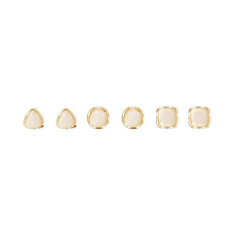 S925 Silver French Retro Cat's Eye Geometric Stud Earrings Set – Simple & Elegant Women's Accessories