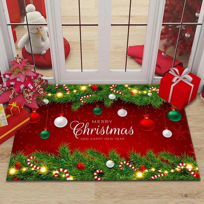 2025Merry Christmas Welcome Doormat Living Room Front Door Entrance Foot Mat Bedroom Bath Rug Christmas Decorations