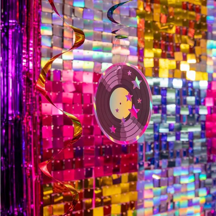 Świderki Dekoracyjne Retro Disco Lata 80 Party Płyty Winylowe 85Cm 6Szt.