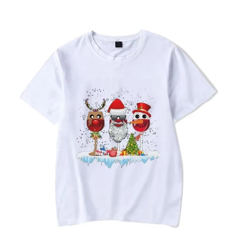 Men T Shirt Luxury Brand Oversized T Shirt Christmas Wine Print T-shirts Short Sleeve Christmas Santa Funny T Shirt Cotton Tops