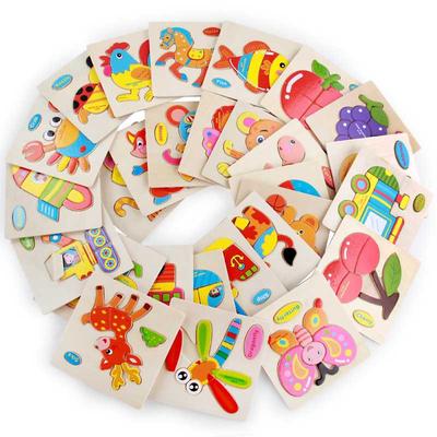Holzpuzzlespielzeug für Kinder, Zeichentricktier Verkehr dreidimensionales Puzzle 3D dreidimensionales Holzpuzzle Puzzle