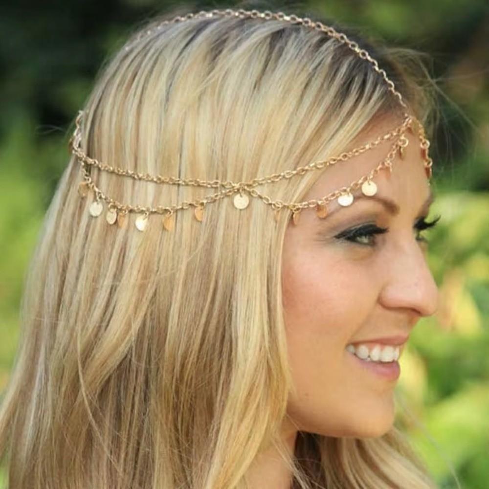 Disc Charms Boho Tassel Head Chain Alloy Headpiece Jewelry New Forehead Hair Jewelry Hair Chain
