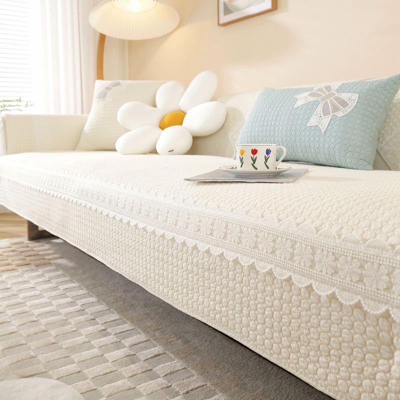 

2024 New Cotton Sofa Cushion Four Seasons Universal Fabric Non-Slip Cushion Pure Cotton Simple Light Luxury Leather Sofa Cover Colorful Man-Mi Bai 45*45cm pillow case