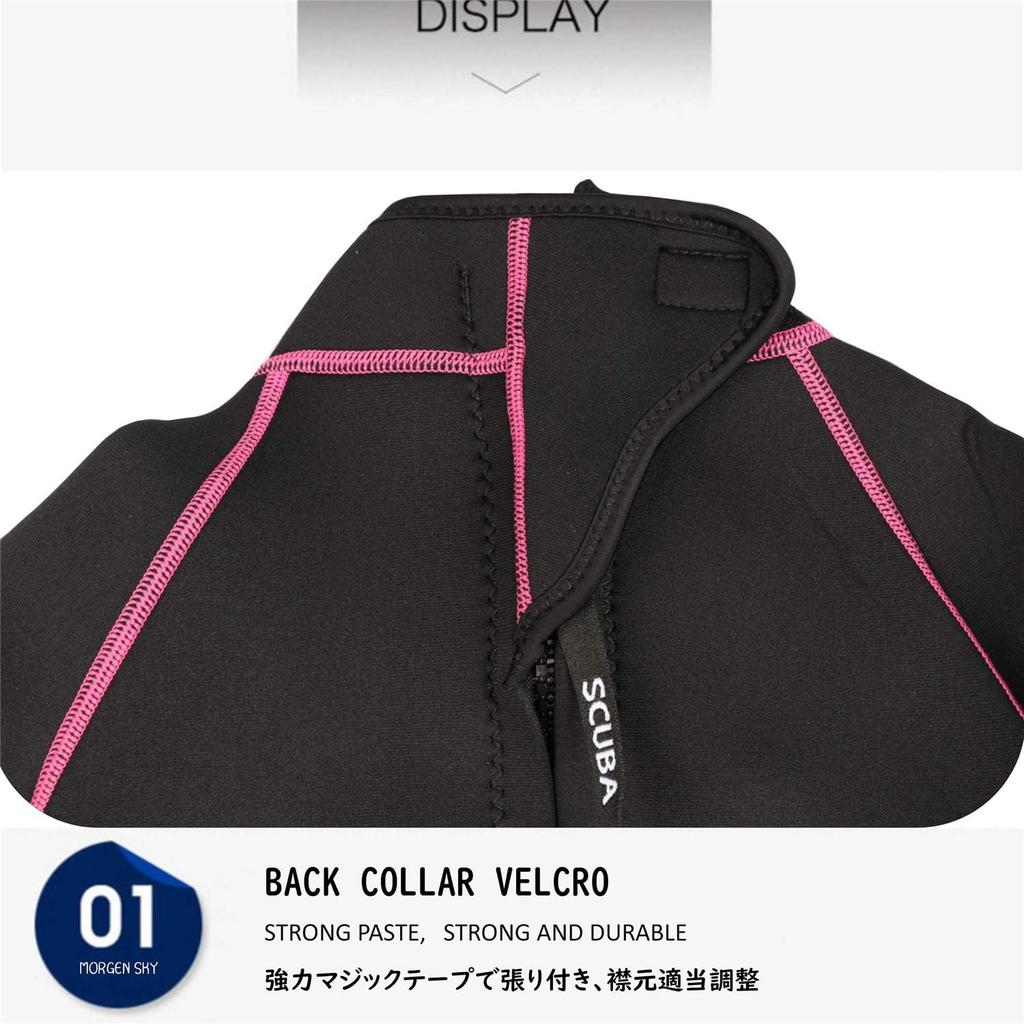 MORGEN SKY Vollständiger 3mm Neoprenanzug mit langen Ärmeln für und Rücken-Jersey und UV M005 Ein Damen-Neoprenanzug, einteilig zum Tauchen, Surfen, Schnorcheln, Angeln,