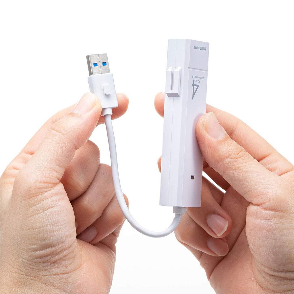 Sanwa Supply USB Gen 1 USB Combo 4 Bus 3.1 + 2.0 Hub, Ports, Powered, White, USB-3H421W