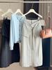 High-Waisted Striped Half-Skirt Suit for Women - New Spring/Summer Slim Fit with Back Flap, Mid-Length.