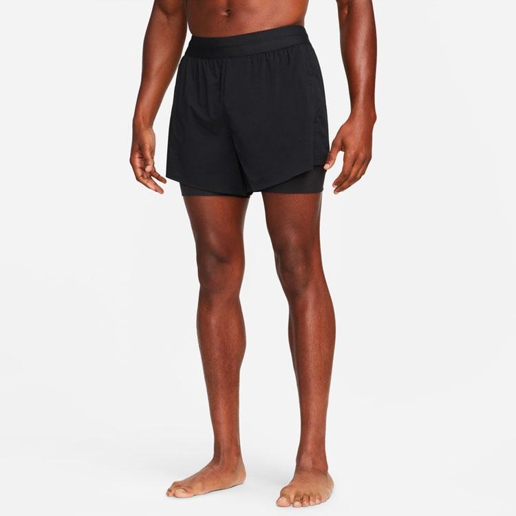 Nike Yoga Solid Color Lacing Breathable Casual Sports Shorts Black Men's DN1521-010