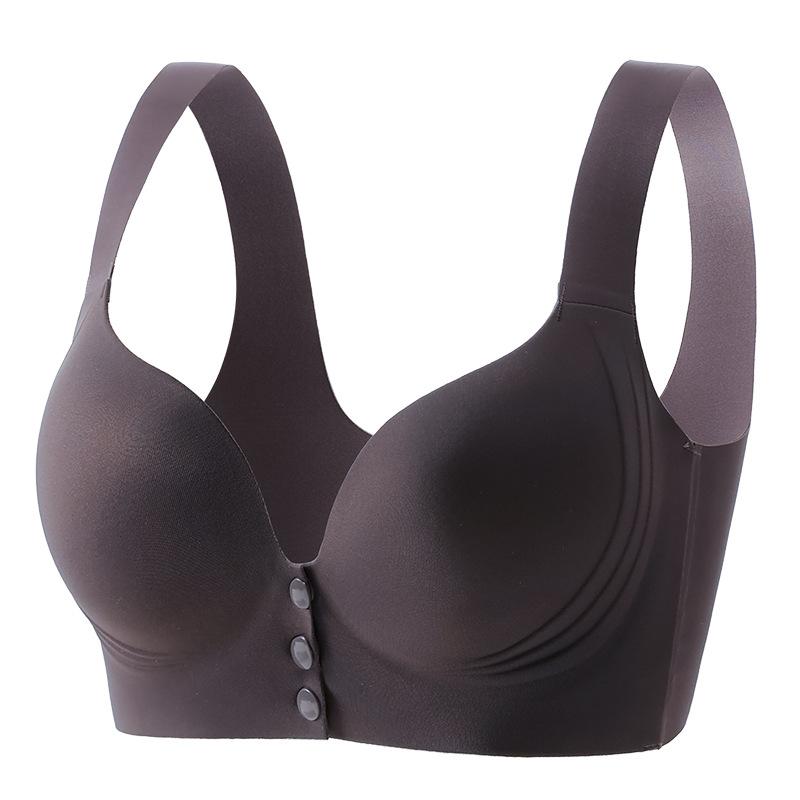 Seamless Underwear Women's Front-buttoned Bra No Underwire Gathering Bra Thin Vest Bra Push Up Bra