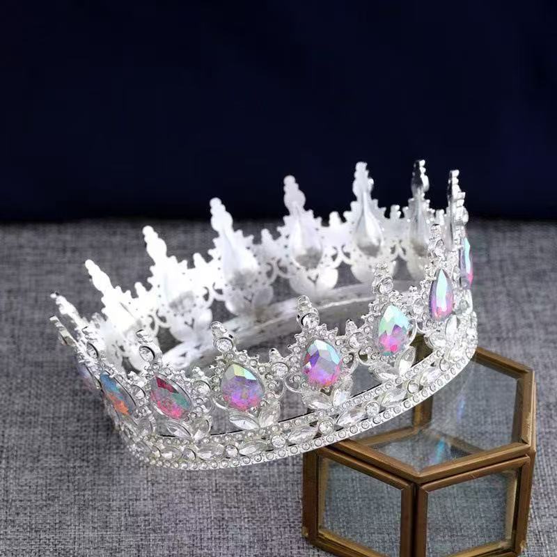 Crown  Bride's Headwear Wedding Dress  Princess Luxurious and Shiny Full Round Crown  Flower Cake  Decorative Ornaments  Crown