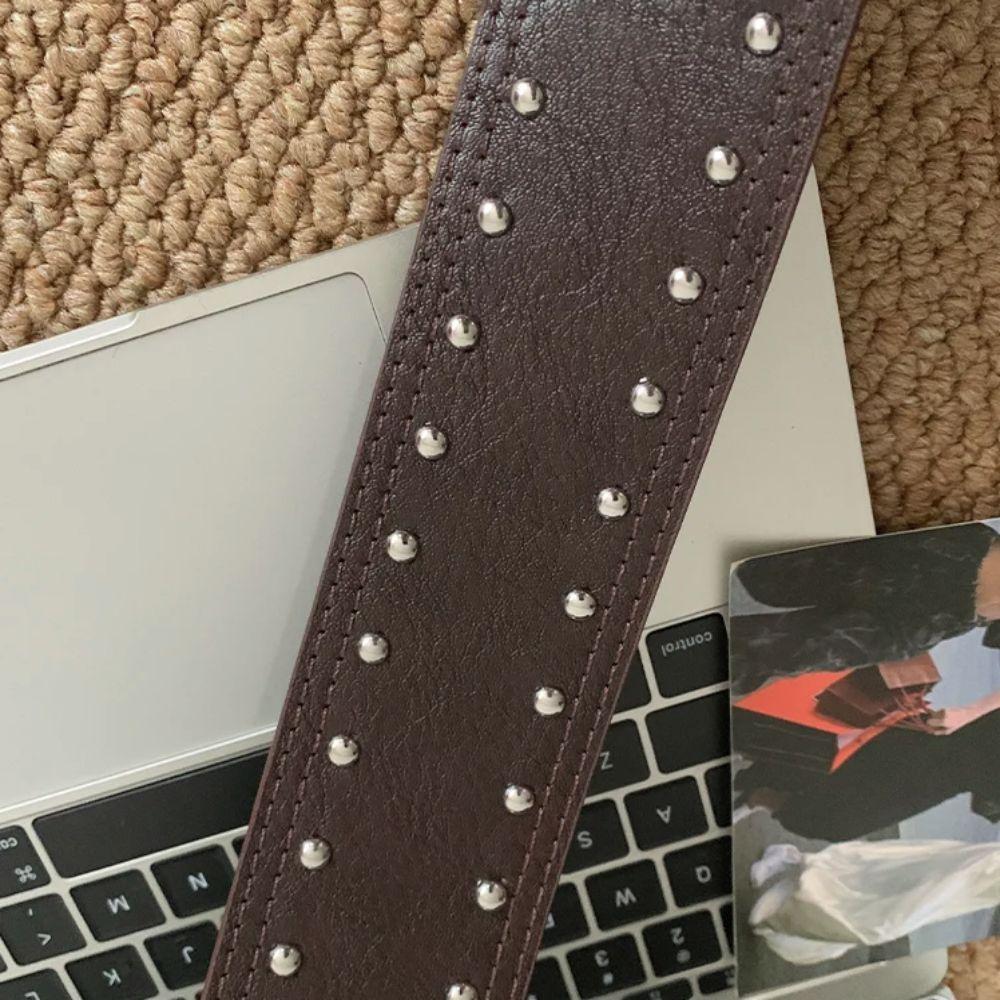 Punk Style Rivet Waist Belt Designer Dress Jeans Belt Heavy-Duty Wide Women's Belt  Streetwear