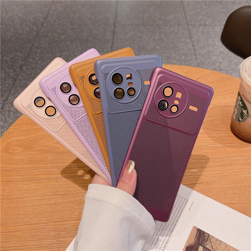Frameless Heat Dissipation Case With Lens Film For Vivo X90 X90s X80 Pro Plus Breathable Cooling Grid Hard PC Cover Back Shell Protector