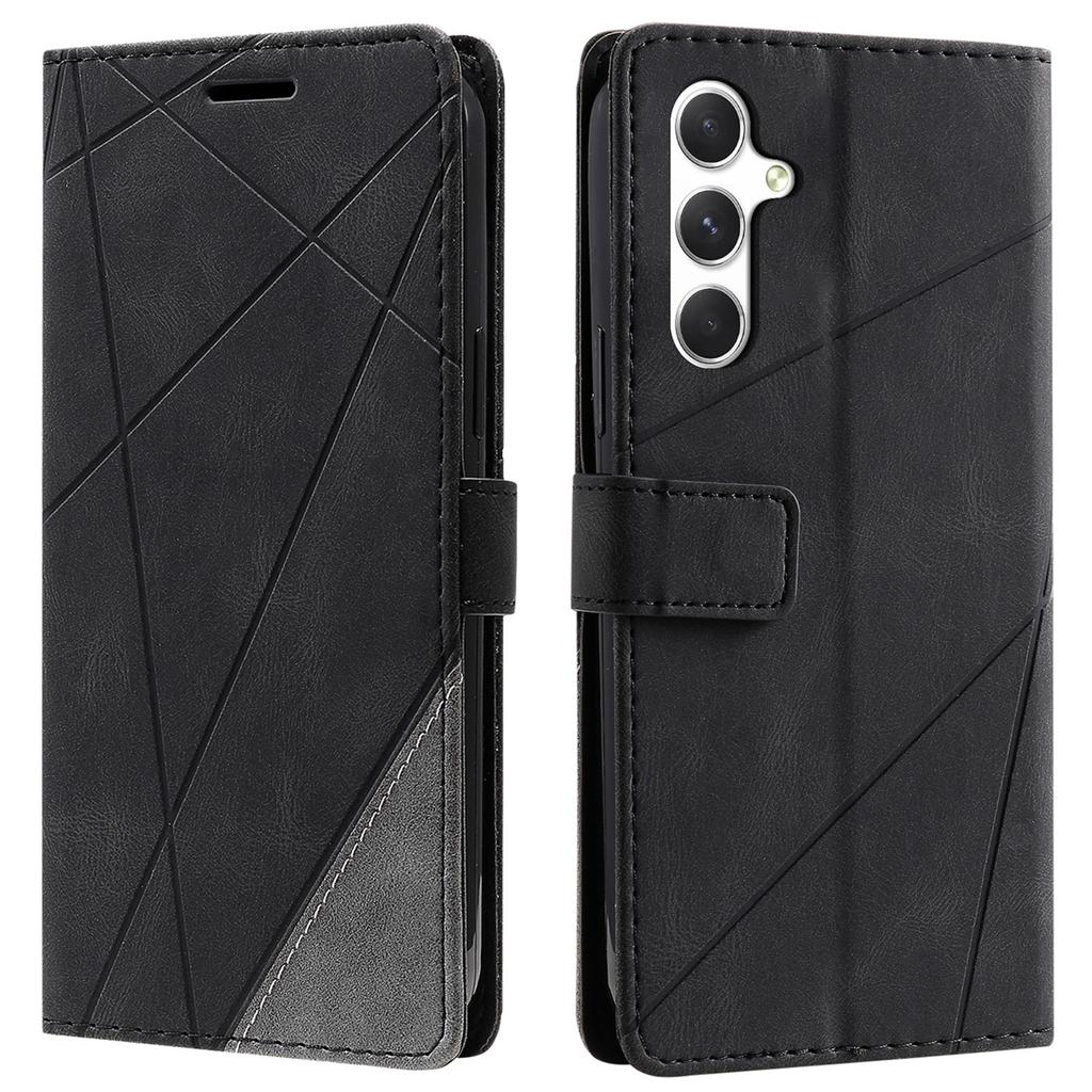For Samsung Galaxy A56 5G Case Imprinted Lines PU Leather Splicing Wallet Phone Cover