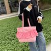 Spring and Summer New Literature and Art Student File Handbag Large Capacity Ruffle Edge Shoulder Canvas Bag