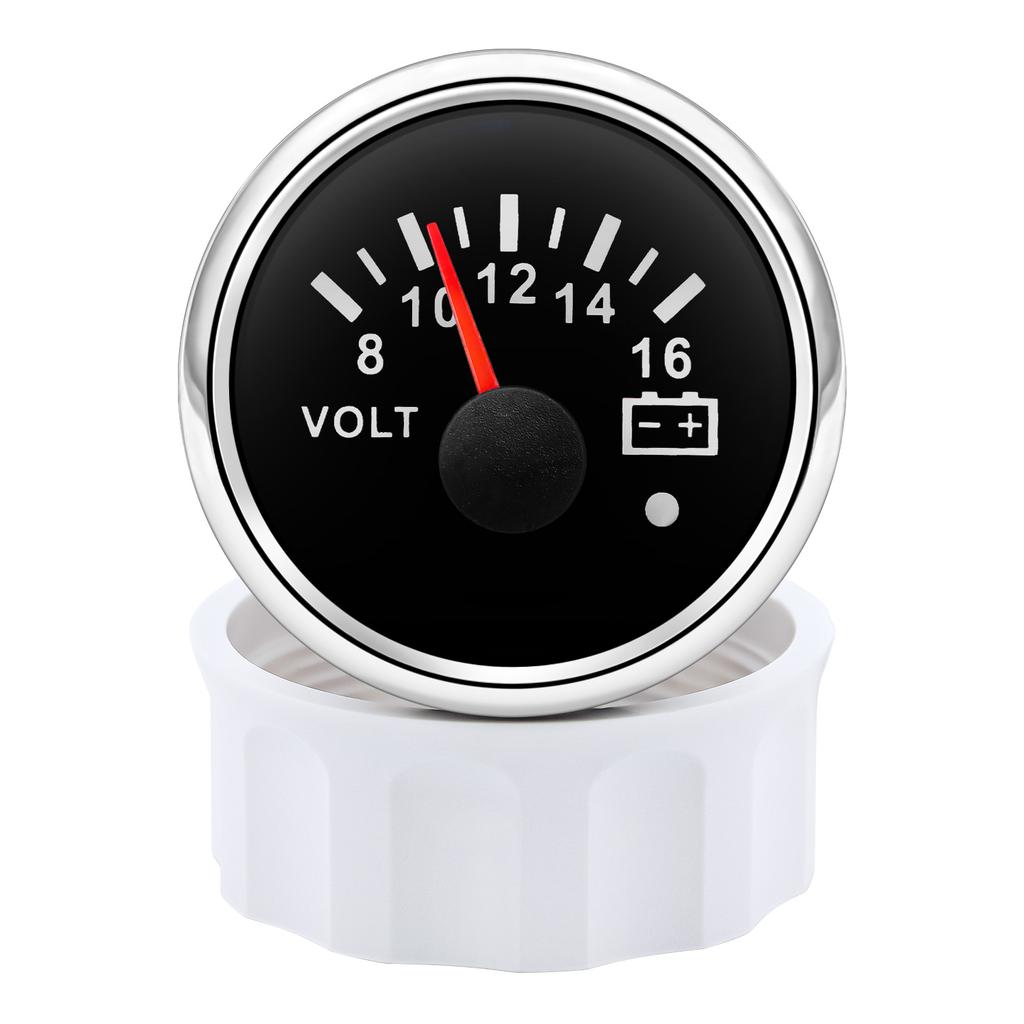 Auto Car Gauge 2" 52MM Voltmeter for Marine Boat Car 8-16V VOLTS IP67 Waterproof Volt Meter Indicator with Red Backlight
