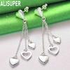 Exquisite And Romantic Mixed-Style Heart Pendant Earrings In 925 Sterling Silver - Fashionable Gift Jewelry