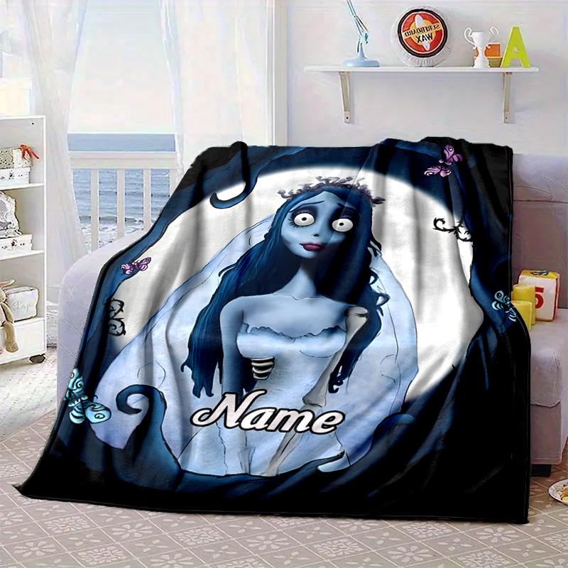Benutzerdefinierter Name Corpse Bride Kunstdecke Bett Sofa Decke Flanelldecke für Camping, Wandern, Picknick Zubehör, Geschenk für Familie und Freunde