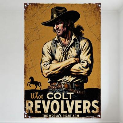 Segno Metallico Vintage Hot Colt Revolvers 'Il Braccio Destro del Mondo' Western Cowboy Cavallo Poster Decorazione Murale per Bar Man Cave Casa C