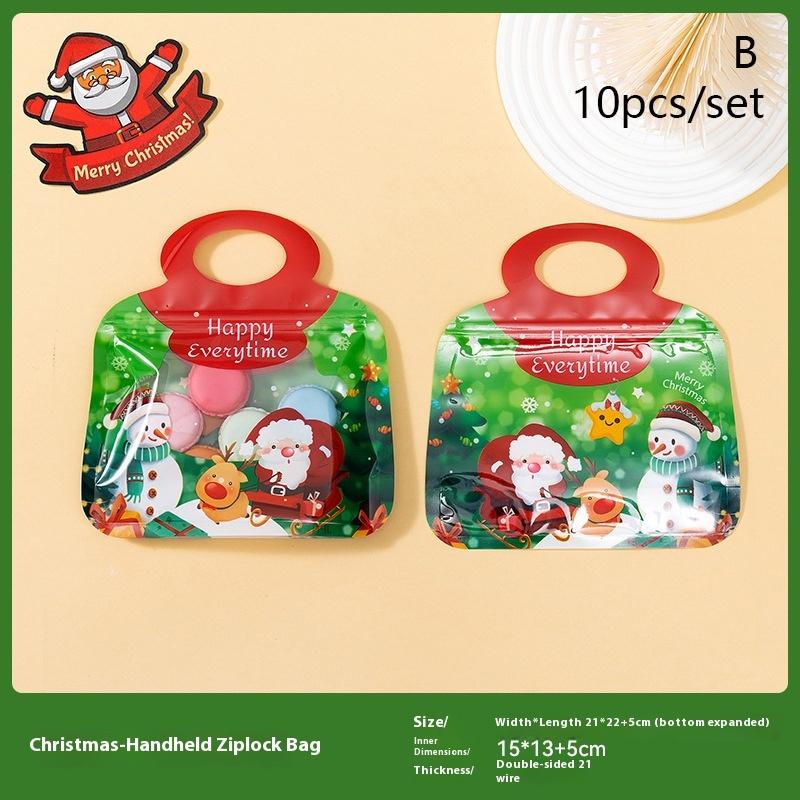 10Pcs Plastic Portable Christmas Self-Sealing Bag Diy Kids Toys Xmas Wedding Holiday Party Candy Snack Sugar Gifts Storage Bags