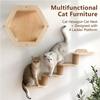 Wall Mounted Cat Tree Wooden Shelves Scratching Posts Climbing Cat Perches Hammock with Steps and Ladder Pet Wooden Furniture